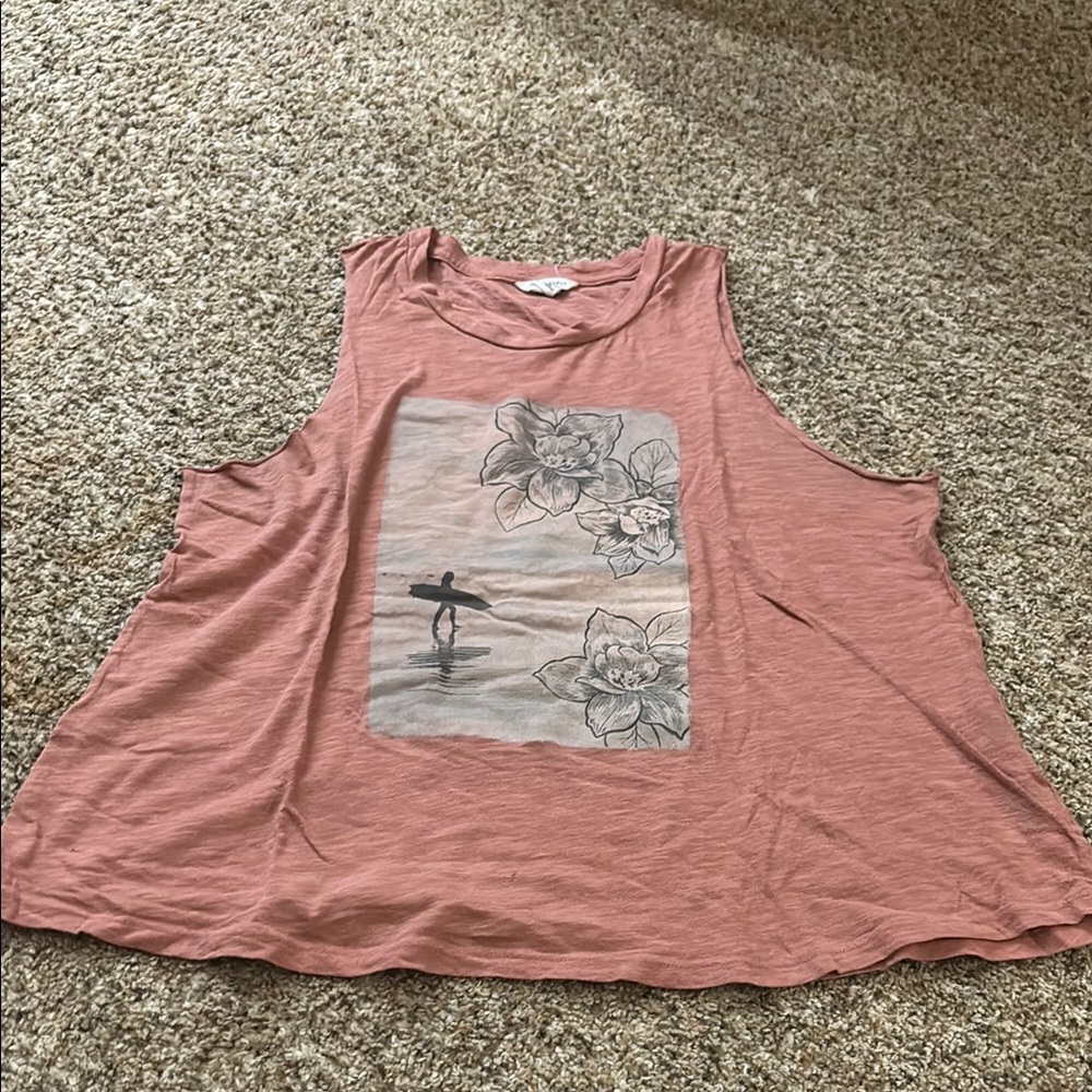 Graphic Sleeveless Top in Dusty Rose